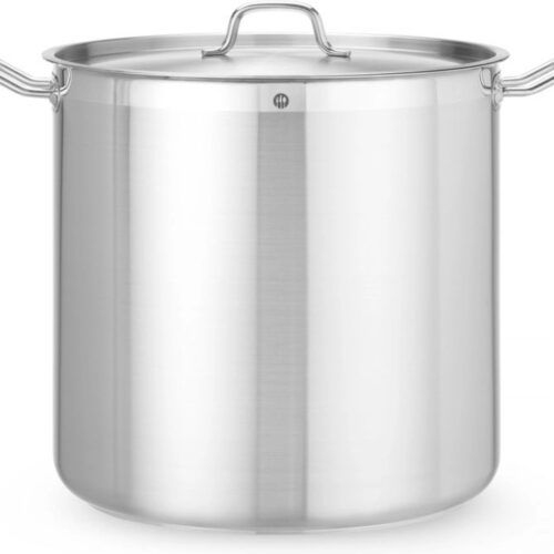 HENDI Kookpan hoog - 50L - sandwichbodem - koelblijvende handgrepen - deksel met stoomopeningen