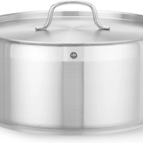 HENDI Kookpan laag - 12L - inductiegeschikt - koelblijvende handgrepen - deksel met stoomopeningen