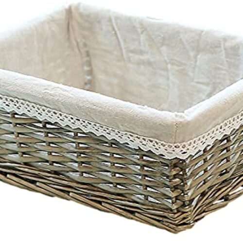 Handgemaakte rotan mand voor snacks en brood - decoratieve schaal in grijs