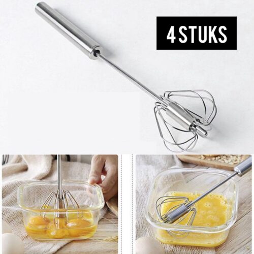 Handmixer automatisch (4 stuks) - Semi Automatische Garde van Roestvrij Staal - Beslag klopper - Staafmixer - Mixer - Zilver14 inch semi-automatische roestvrij staal handmixer
