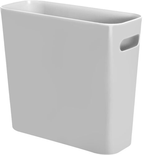 Ibenzoa® Compacte grijze afvalemmer van kunststof met handgrepen voor elke ruimte