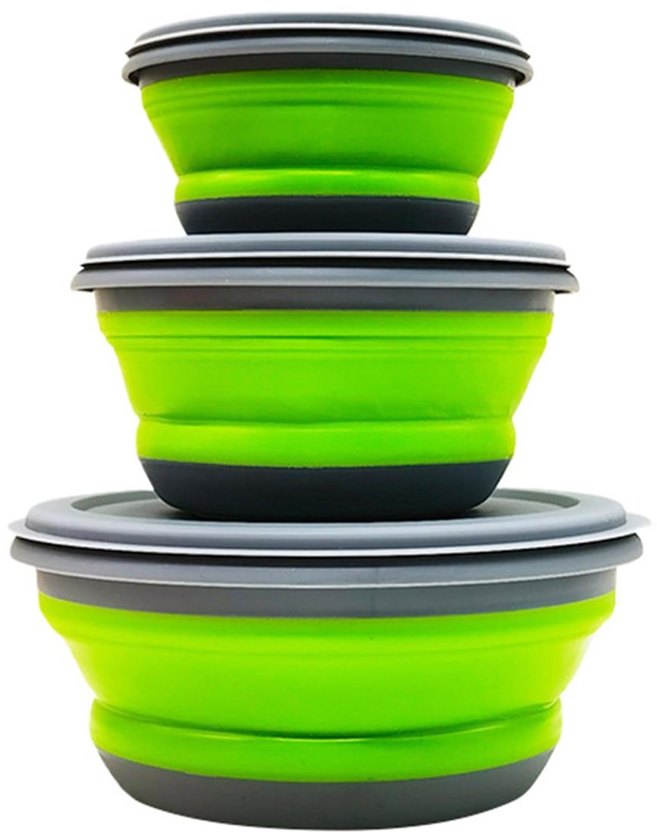 ibenzoa® draagbare en opvouwbare siliconen kommen set voor kamperen en meer Ibenzoa® Draagbare en opvouwbare siliconen kommen set voor kamperen en meer