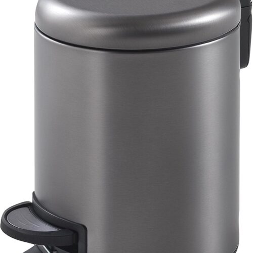 Ibenzoa® Stijlvolle ronde afvalemmer van roestvrij staal met pedaal en softclose deksel