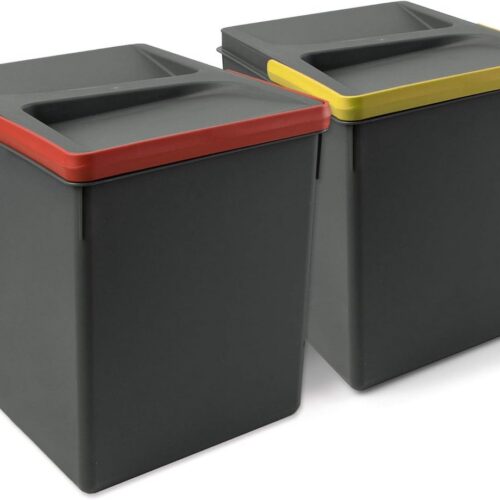 Inbouwafvalbak 15L - Grijs - Compacte Afvalemmer Voor Keuken Of Kastmontage