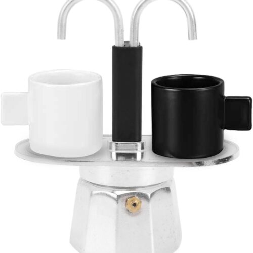 JGS Premium - Espressomachine met 2 Kopjes 100 Ml voor Thuiscafé - Klassiek Italiaans Koffiezetapparaat - Dubbele Kop Koffiepot - Doe-het-zelf Conduit Koffiepot voor Thuisgebruik