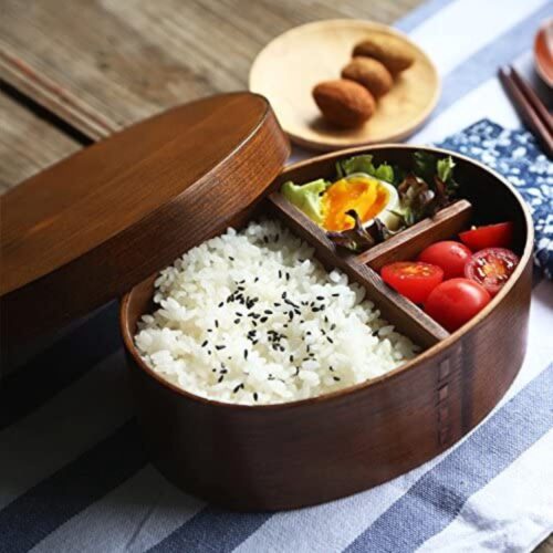 Japanse Lunchbox - Broodtrommel - Lunchbox met Scheidingswand - voor Kinderen en Volwassenen - Box - Japanse Stijl - Hout - voor Kleuterschool, School, Keuken, Kantoor, Picknick