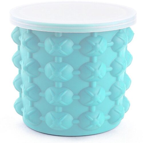 JeiibrZui Siliconen Ijsblokjesmachine - IJsbekervorm - Cilindrisch Ontwerp Met Afsluitbaar Deksel Voor Gemakkelijk Vullen En Opbergen - 1 Stuk - Thuis/Feestjes/Bar Blauw