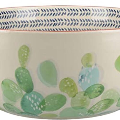 Keramische Saladeschaal met Handgedrukt Patroon - Vaatwasmachinebestendig