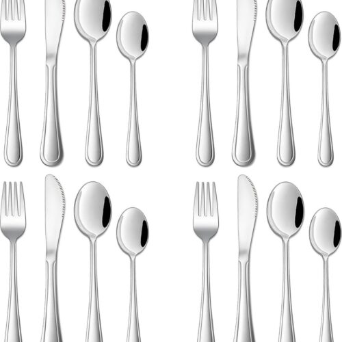 Kinderbestek, roestvrij staal, klein kinderbestek, 16-delige set, kinderbestekset voor jongens/meisjes, peuters, lepels, messen, vorkset vanaf 3 jaar, niet giftig en gezond