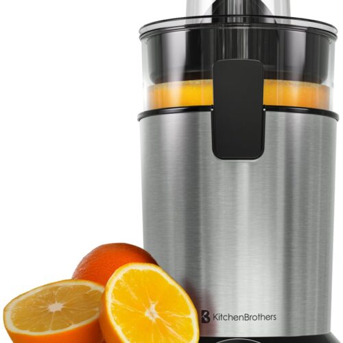 KitchenBrothers Citruspers - Handmatig - Sinaasappelpers en Citroenpers - Met Uitloop - 0.5L - RVS