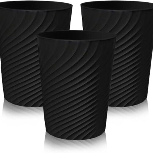 Kleine prullenbakken set van 3 - Kunststof afvalemmers voor kantoor, keuken, kinderkamer en woonkamer (zwart)