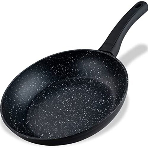 Koekenpan 24 cm, anti-aanbakpan van gerecycled aluminium, inductiepan met ergonomische handgreep