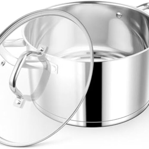 Kookpan 7.6 l - voor alle warmtebronnen, soeppan, vleespan met glazen deksel, ongecoat en vaatwasmachinebestendig