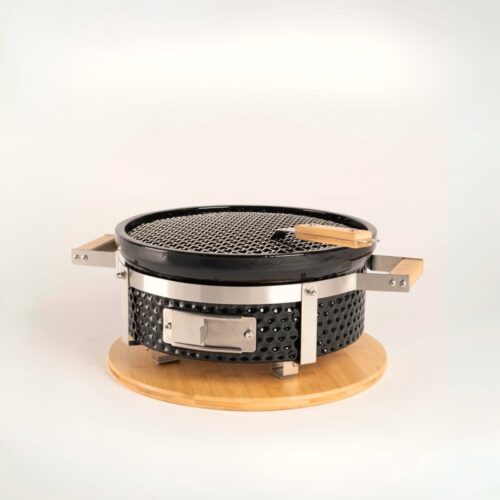 LIVIN' Ronde Shichirin BBQ - Barbecue - Tafelgrill - Hibachi - Japanse BBQ Grill - Keramische Japanese Yakitori Grill - Geschikt Voor Binchotan Houtskool - 2 t/m 6 Personen - Grilldoorsnede 29.8 cm