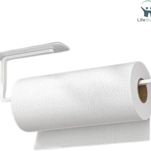 LifeStages - Keukenrolhouder Hangend - Zelfklevende - Praktische Rolhouder Voor Onder De Kast - Voor Opslag En Organisatie - Keukenrolhouder Aan De Muur