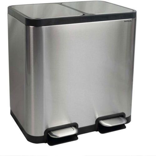 MAUL Afvalemmer met Voetpedaal MAULcycle 40 l edelstaal 37.8 x 46 x 49.2 cm zilver