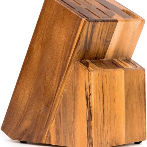 Messenblok Zonder Messen - Coninx RAF acaciahout - Opbergblok voor Keukenmessen - Houten Messenhouder met Sleuven