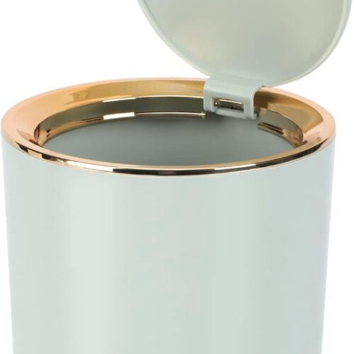 Mini afvalemmer met deksel - compact en praktisch - 1 stuk - lichtgroen - kunststof - 14,3 x 15 cm