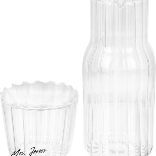 Mrs. Jones Bedside Water Karaf Glazen Pitcher en Cup Waterkaraf Tuimelaar Handige Cup Kruik Kristalheldere Thee Waterkoker Water Opslag Container voor Nachttijd .