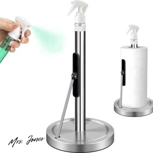 Mrs. Jones Premium Keukenrolhouder - Roestvrij staal - Antislip - Verzwaarde basis - Boren-vrij - Keukenopslag - Organisatie