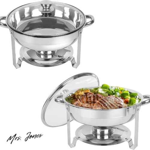 Mrs. Jones Roestvrij-stalen chafing schotel rond 45 liter set warmhoudcontainers voedsel warmhoudcontainers soep warmer soeppan chafing dishes buffet feest .