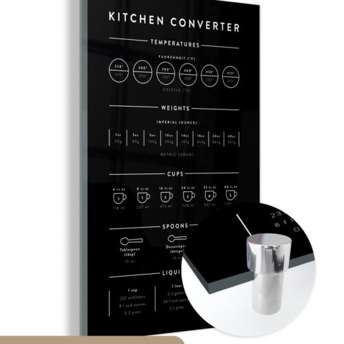 MuchoWow® Glasschilderij 80x120 cm - Schilderij acrylglas - Handleiding - Gewichten - Keuken - Koken - Maatbeker - Foto op glas - Schilderijen