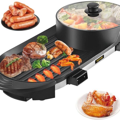 Multifunctionele 2-in-1 BBQ Grill en Hot Pot met Thermostaat - Ideaal voor Feesten en Familiemaaltijden