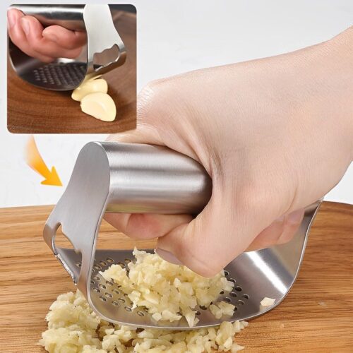 Nieuwe Roestvrij Staal Knoflookpers - Met Dunschiller en Schoonmaak Borstel - Keuken Gadget Tool knoflookpers