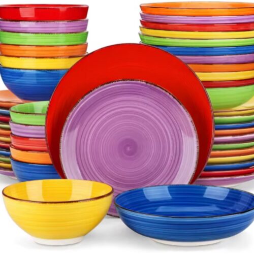 Opulent Dessertborden - 48 delig - 6 persoons - Kleurrijk - Dinerborden - Bordenset - Diepe borden - Ontbijtborden - Servies - Keukenservies - Kleurrijke presentatie