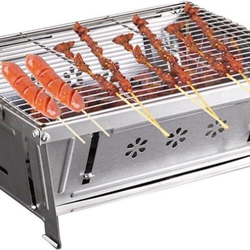 Opvouwbare houtskool grill roestvrij staal - draagbare barbecue voor tuinfeesten - camping en picknick grill - buiten tafelgrill - draagbaar houtskool.