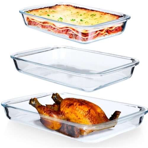 Ovenschaal Glas 1,6 / 2,2 / 3 l, 3 stuks - Ovenschotel - Braadslede - Braadpan