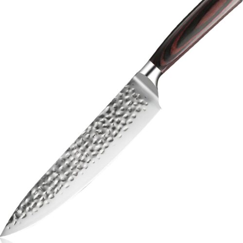 PROKING Japans Koksmes - Keukenmes - RVS Staal Mes - Hammered RVS - Met Luxe Geschenkdoos