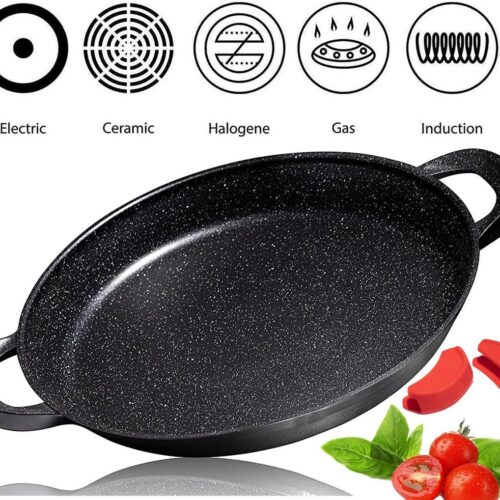 Paella pan 40 cm- Antiaanbaklaag Marmer coating - voor Inductie en alle warmtebronnen
