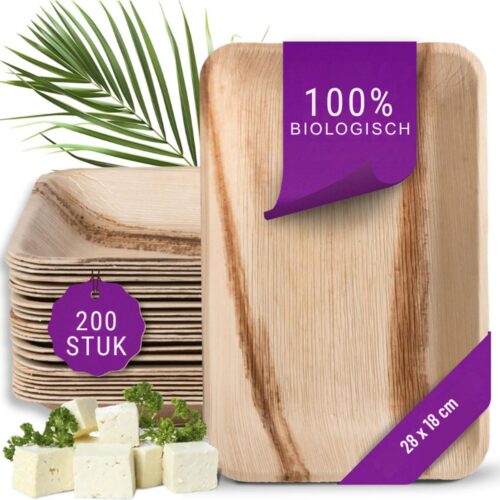 Palmblad Borden - 200X Rechthoekig Bord 28X18 Cm - Composteerbaar Wegwerpservies - Milieuvriendelijke Borden - Duurzaam Alternatief Voor Bamboe Servies