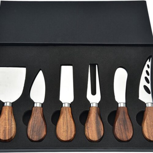 Professionele Kaasmessen set 6- Delig - Acacia hout - Kaasplank - RVS - Kaasmes met houten handvat - Kaasschaaf voor Kaas - Restaurants - Cheese Lovers