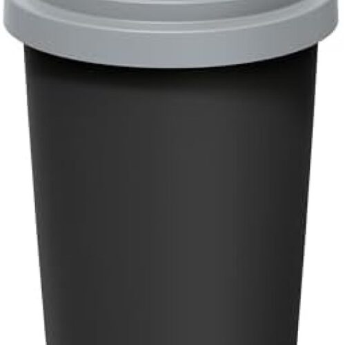 PromoHome Vuilnisbak Keuken 50 Liter Rond Schuifdeksel 70x40cm Gerecyclede Kunststof Afvalemmer Prullenbak Milieuvriendelijk