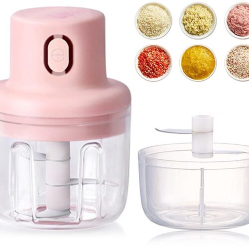 QTTVBTNA -Elektrische Mini Voedselhakker - USB Oplaadbare Groentesnijder met RVS Messen - Compacte Keukenmachine voor Knoflook, Noten & Groenten