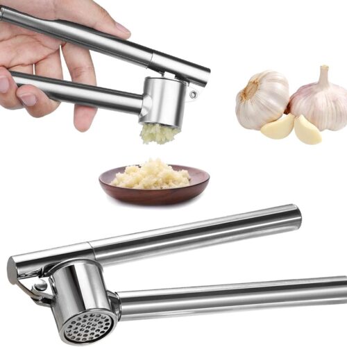 Robuuste RVS Knoflookpers - Sterke Knoflookpers met RVS Handvat - Geschikt voor Knoflook - Gember en Meer - Vaatwasserbestendig (Zilver)