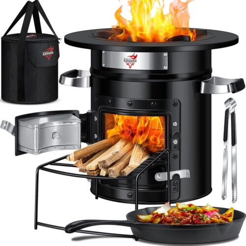 Rocket stove met grillpan en draagtas - Ideaal voor kamperen en BBQ