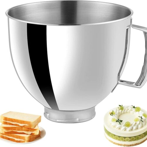 Roestvrij stalen mengkom 4,5 l - voor keukenhulp - 4,5-5 quart blender - compatibel met Kitchen Aid Mixer accessoires - 304 mengkomvervanging met handvat voor Kitchen Aid