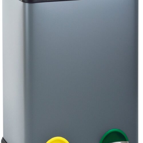 SVITA TC2X20 keukenafvalemmer 40 liter - 2x20L afvalemmer 2-persoons afvalemmer afvalscheiding pedaalemmer staal grijs