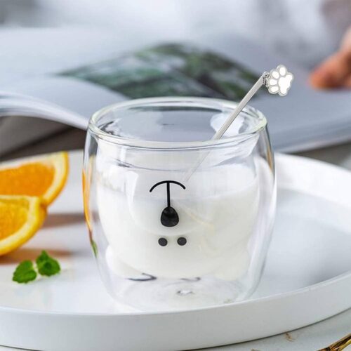 Schattig koffie-/theeglas - blije beer - 1 stuk - glas