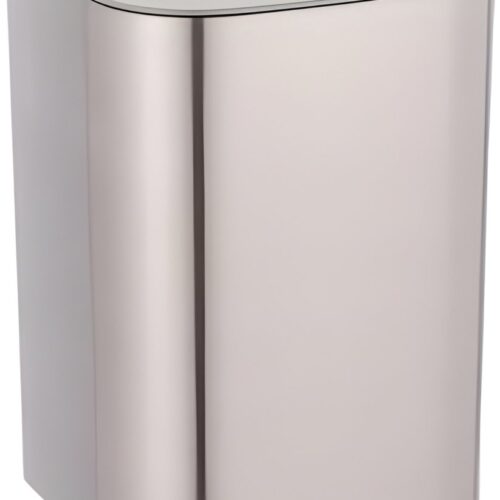 Selbro® Stijlvolle afvalemmer met schommeldeksel voor badkamer - 5,5 liter inhoud - Zilverkleurig kunststof design - Compact formaat