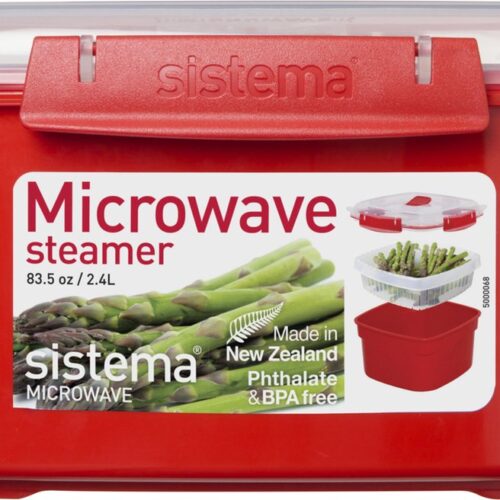 Sistema Microwave Magnetronbakje - Stoomkoker magnetron - Met deksel - Rood - 2.4L