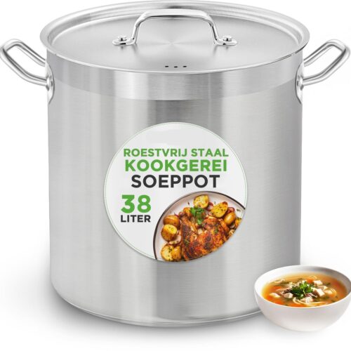Soepketel - Soeppan - Kookpan - Stoofpan - Braadpan - 40 Liter - RVS - Geschikt voor Inductie