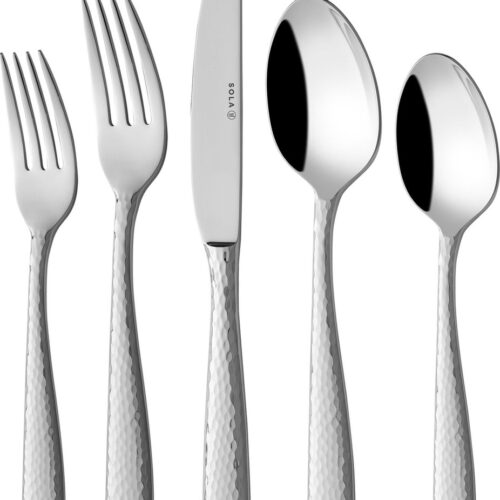 Sola Bestekset Aura - 70 delig Bestekset 8 personen - Vaatwasserbestendig - Zilverwit Premium Edelstaal 18/10 - Zilver