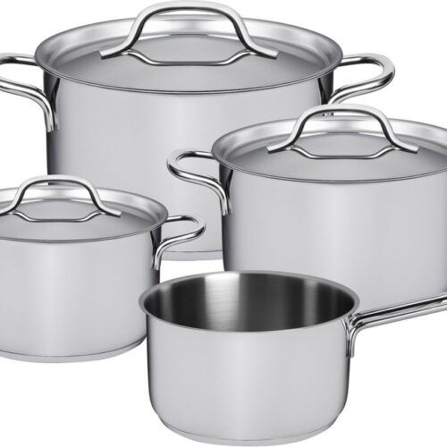 Sola pannenset Mirage - 4-delig - Ø 16 cm - Premium RVS Pannen - Kookpannen met Steelpan - Geschikt voor elke warmtebron - PFAS Vrij - Zilver