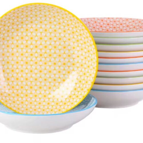 Sorella Sushi Servies - 12 delig - 4 persoons - Kleurrijk - Dinerborden - Bordenset - Diepe borden - Ontbijtborden - Servies - Keukenservies