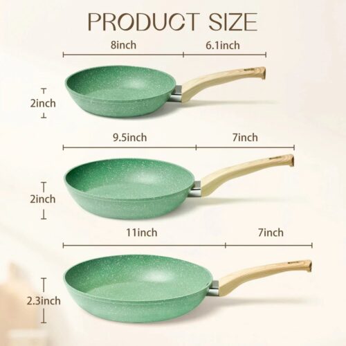 T&L Store® Ijzeren pannenset - Pannenset - Pannen - Pannenset Inductie - Anti-Aanbak - Multifunctioneel - Hoge Warmtegeleiding - 3st. - Groen