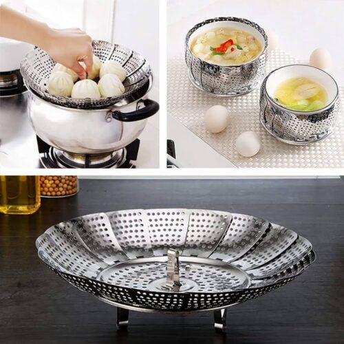 Tang Yuan Stoomkoker - opvouwbare keukenstomer - 1 stuk - zilver - roestvrij staal